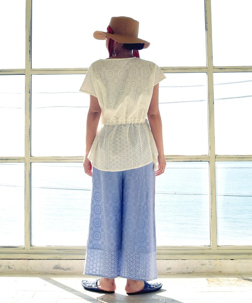 チャイハネ（チャイハネ）の「【チャイハネ】yul 総刺繍コットンワイドパンツ（その他パンツ・レディース・ホワイト/パープル/カーキ・FREE）」の10枚目の写真