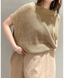 BABYLONE（バビロン）の「BABYLONE / VERSEリネン半袖ニット（ニット/セーター）」