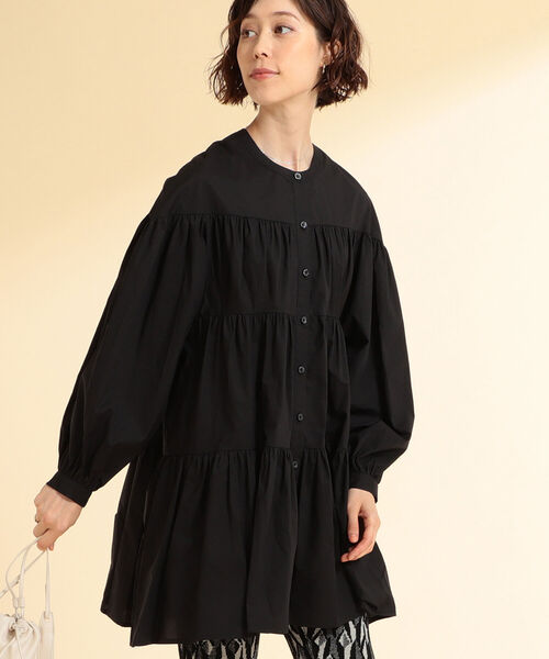 Ray BEAMS チュニック ミニワンピース BEAMS - Ray BEAMS レイビームス 花柄 ヒマワリ プリーツ切替