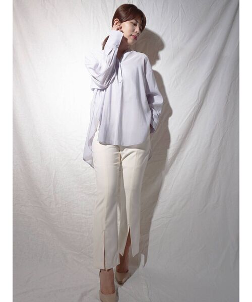 MERCURYDUO（マーキュリーデュオ）の「ダブルクロスハイウエストフレアパンツ（その他パンツ・レディース・ライトブルー/ベージュ/オフホワイト・SMALL/MEDIUM）」の5枚目の写真