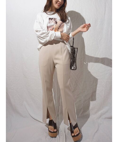 MERCURYDUO（マーキュリーデュオ）の「ダブルクロスハイウエストフレアパンツ（その他パンツ・レディース・ライトブルー/ベージュ/オフホワイト・SMALL/MEDIUM）」の11枚目の写真