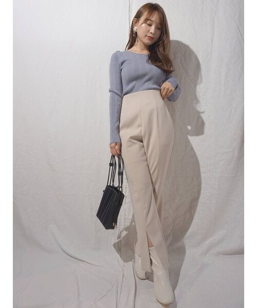 MERCURYDUO（マーキュリーデュオ）の「ダブルクロスハイウエストフレアパンツ（その他パンツ・レディース・ライトブルー/ベージュ/オフホワイト・SMALL/MEDIUM）」の4枚目の写真