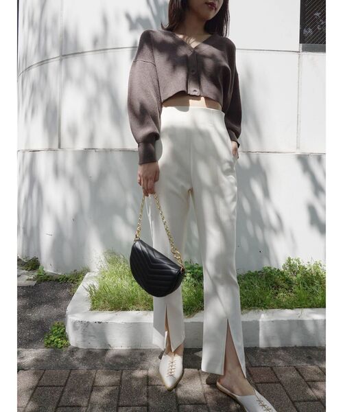 MERCURYDUO（マーキュリーデュオ）の「ダブルクロスハイウエストフレアパンツ（その他パンツ・レディース・ライトブルー/ベージュ/オフホワイト・SMALL/MEDIUM）」の10枚目の写真