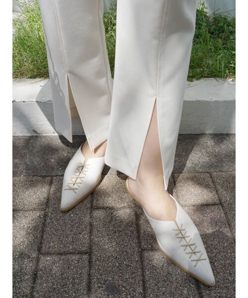 MERCURYDUO（マーキュリーデュオ）の「ダブルクロスハイウエストフレアパンツ（その他パンツ・レディース・ライトブルー/ベージュ/オフホワイト・SMALL/MEDIUM）」の6枚目の写真