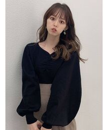 リブパーツギャザートップス