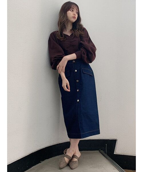 dazzlin(ダズリン)の「リブパーツギャザートップス(Tシャツ/カットソー・レディース・オフホワイト/ブラック/ブラウン/モカ・FREE)」の10枚目の写真