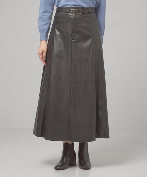 THE STATION STORE（ザ ステーション ストア）の「＜ma couleur（マ クルール）＞フェイクレザー フレア ロングスカート（スカート・レディース・ブラック/ケリー・S/M）」の2枚目の写真
