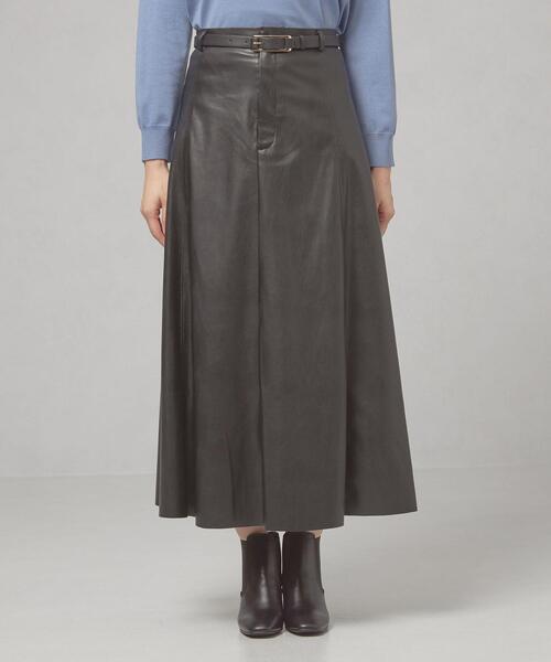 THE STATION STORE（ザ ステーション ストア）の「＜ma couleur（マ クルール）＞フェイクレザー フレア ロングスカート（スカート・レディース・ブラック/ケリー・S/M）」の7枚目の写真