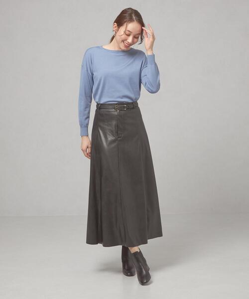 THE STATION STORE（ザ ステーション ストア）の「＜ma couleur（マ クルール）＞フェイクレザー フレア ロングスカート（スカート・レディース・ブラック/ケリー・S/M）」の5枚目の写真