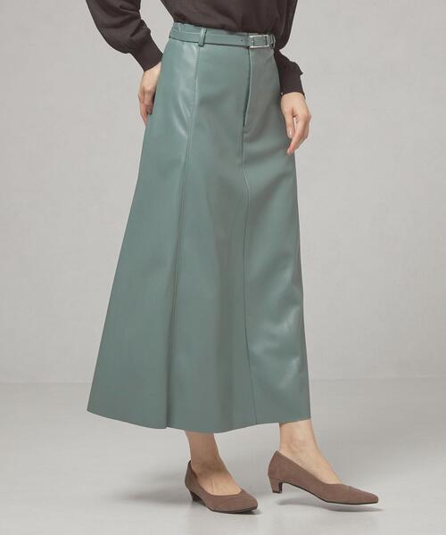 THE STATION STORE（ザ ステーション ストア）の「＜ma couleur（マ クルール）＞フェイクレザー フレア ロングスカート（スカート・レディース・ブラック/ケリー・S/M）」の3枚目の写真