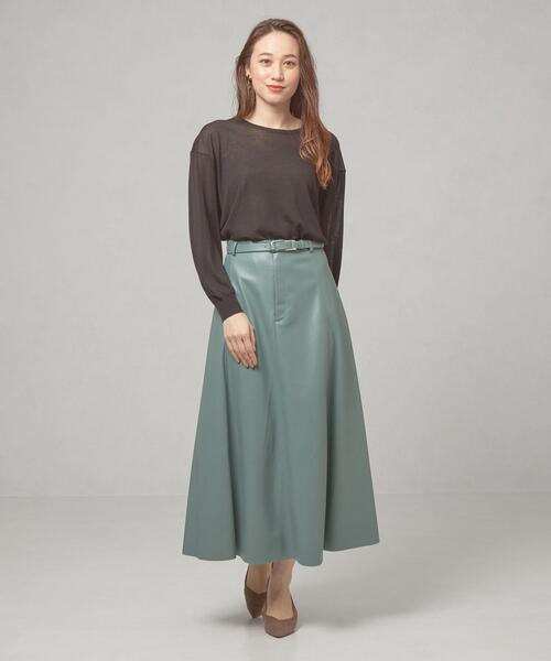 THE STATION STORE（ザ ステーション ストア）の「＜ma couleur（マ クルール）＞フェイクレザー フレア ロングスカート（スカート・レディース・ブラック/ケリー・S/M）」の10枚目の写真