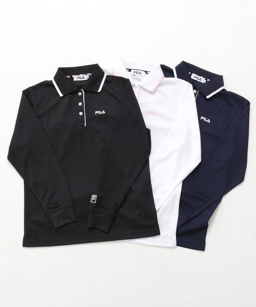FILA/フィラ】ワンポイント ブランドロゴ刺繍 衿ライン ドライ 長袖