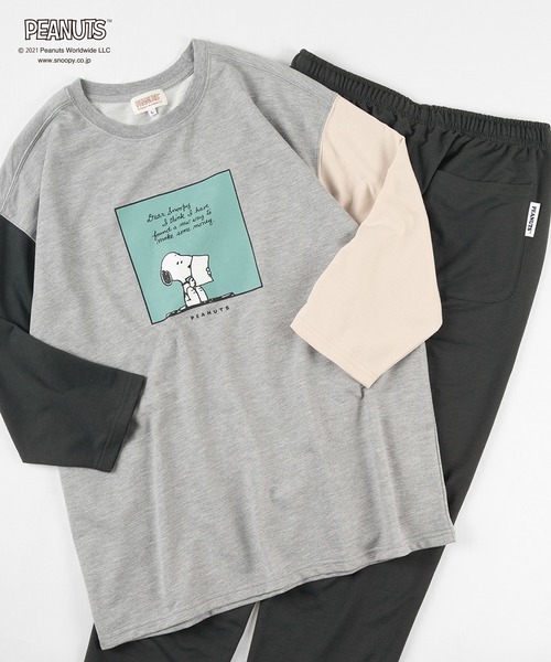 Peanuts ピーナッツ スヌーピー 長袖tシャツ イージーパンツ ルームウェア上下セット ルームウェア パジャマ Peanuts ピーナッツ のファッション通販 Zozotown