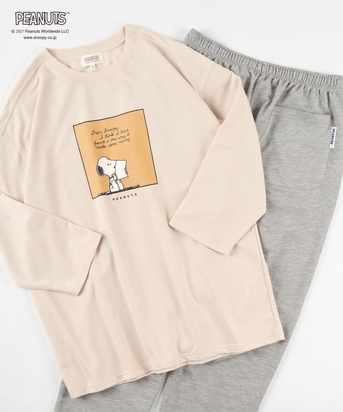 Peanuts ピーナッツ スヌーピー 長袖tシャツ イージーパンツ ルームウェア上下セット ルームウェア パジャマ Peanuts ピーナッツ のファッション通販 Zozotown