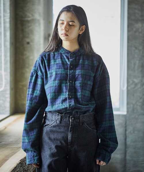 orSlow（オアスロウ）の「【orSlow】ルーズフィットスタンドカラーシャツ GREEN WOMEN（シャツ/ブラウス・レディース・グリーン系その他・0）」の17枚目の写真