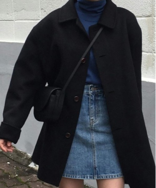 emi+(エミプラス)の「BIGシルエット フロントボタンショートコート(ピーコート・レディース・ブラック/キャメル/ベージュ/グレー・S/M/L)」の20枚目の写真