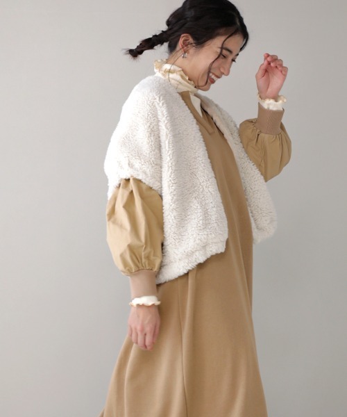 Bou Jeloud（ブージュルード）の「ボリューム袖ロングワンピース（ワンピース・レディース・チャコールグレー/ブラック/モカ/ホワイト系その他・38/TL）」の4枚目の写真