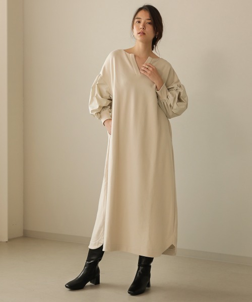 Bou Jeloud（ブージュルード）の「ボリューム袖ロングワンピース（ワンピース・レディース・チャコールグレー/ブラック/モカ/ホワイト系その他・38/TL）」の11枚目の写真