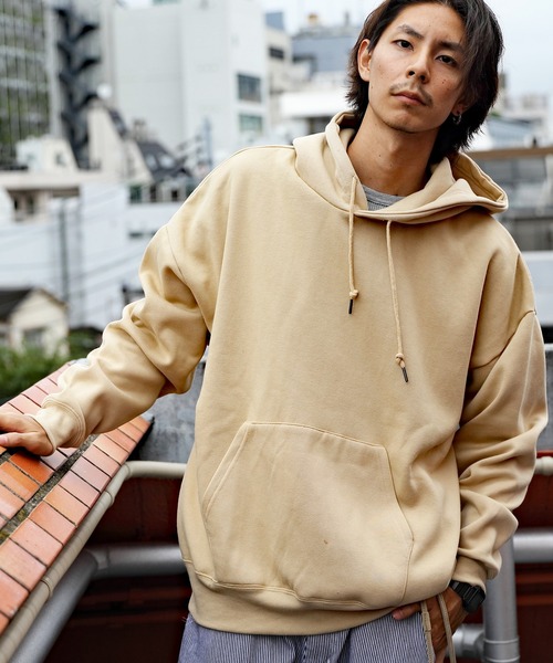 ８(eight)（エイト）の「裏起毛ビッグパーカー（パーカー・メンズ・グレイッシュベージュ/ネイビー/アイボリー/オリーブ/カーキ/ブラック/オートミール/ダークグレー/ベージュ/杢グレー/インディゴブルー/ブラウン・LARGE/MEDIUM/SMALL/X-LARGE/XX-LARGE）」の7枚目の写真