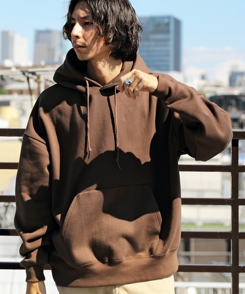 ８(eight)（エイト）の「裏起毛ビッグパーカー（パーカー・メンズ・グレイッシュベージュ/ネイビー/アイボリー/オリーブ/カーキ/ブラック/オートミール/ダークグレー/ベージュ/杢グレー/インディゴブルー/ブラウン・LARGE/MEDIUM/SMALL/X-LARGE/XX-LARGE）」の6枚目の写真