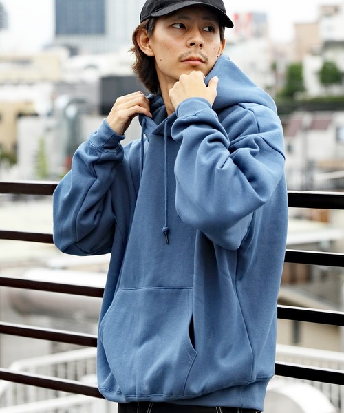 ８(eight)（エイト）の「裏起毛ビッグパーカー（パーカー・メンズ・グレイッシュベージュ/ネイビー/アイボリー/オリーブ/カーキ/ブラック/オートミール/ダークグレー/ベージュ/杢グレー/インディゴブルー/ブラウン・LARGE/MEDIUM/SMALL/X-LARGE/XX-LARGE）」の12枚目の写真