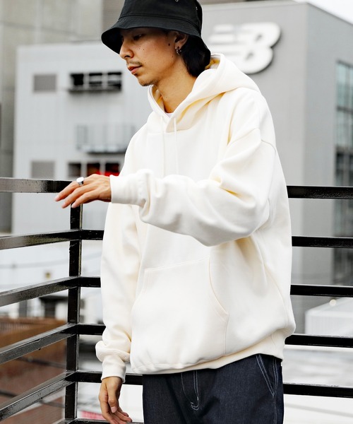 ８(eight)（エイト）の「裏起毛ビッグパーカー（パーカー・メンズ・グレイッシュベージュ/ネイビー/アイボリー/オリーブ/カーキ/ブラック/オートミール/ダークグレー/ベージュ/杢グレー/インディゴブルー/ブラウン・LARGE/MEDIUM/SMALL/X-LARGE/XX-LARGE）」の22枚目の写真