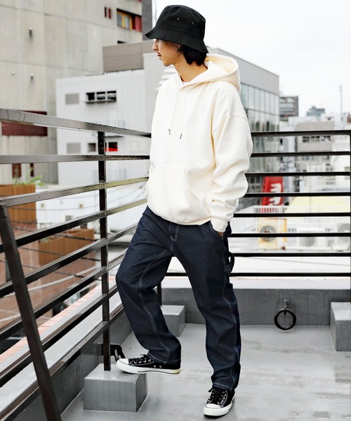 ８(eight)（エイト）の「裏起毛ビッグパーカー（パーカー・メンズ・グレイッシュベージュ/ネイビー/アイボリー/オリーブ/カーキ/ブラック/オートミール/ダークグレー/ベージュ/杢グレー/インディゴブルー/ブラウン・LARGE/MEDIUM/SMALL/X-LARGE/XX-LARGE）」の16枚目の写真