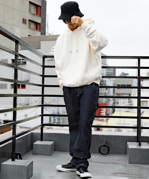 ８(eight)（エイト）の「裏起毛ビッグパーカー（パーカー・メンズ・グレイッシュベージュ/ネイビー/アイボリー/オリーブ/カーキ/ブラック/オートミール/ダークグレー/ベージュ/杢グレー/インディゴブルー/ブラウン・LARGE/MEDIUM/SMALL/X-LARGE/XX-LARGE）」の17枚目の写真