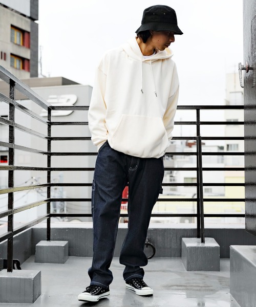 ８(eight)（エイト）の「裏起毛ビッグパーカー（パーカー・メンズ・グレイッシュベージュ/ネイビー/アイボリー/オリーブ/カーキ/ブラック/オートミール/ダークグレー/ベージュ/杢グレー/インディゴブルー/ブラウン・LARGE/MEDIUM/SMALL/X-LARGE/XX-LARGE）」の18枚目の写真