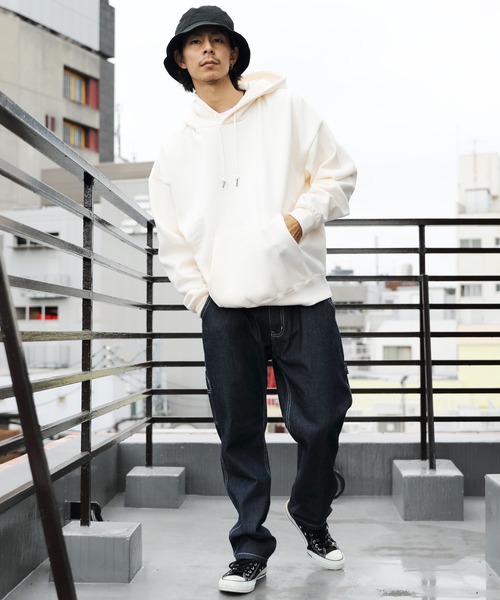 ８(eight)（エイト）の「裏起毛ビッグパーカー（パーカー・メンズ・グレイッシュベージュ/ネイビー/アイボリー/オリーブ/カーキ/ブラック/オートミール/ダークグレー/ベージュ/杢グレー/インディゴブルー/ブラウン・LARGE/MEDIUM/SMALL/X-LARGE/XX-LARGE）」の19枚目の写真