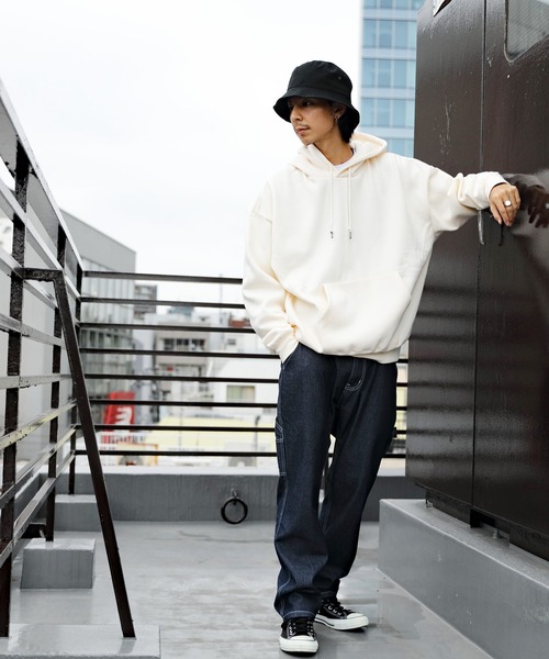 ８(eight)（エイト）の「裏起毛ビッグパーカー（パーカー・メンズ・グレイッシュベージュ/ネイビー/アイボリー/オリーブ/カーキ/ブラック/オートミール/ダークグレー/ベージュ/杢グレー/インディゴブルー/ブラウン・LARGE/MEDIUM/SMALL/X-LARGE/XX-LARGE）」の20枚目の写真