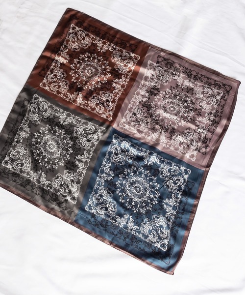 me+em select（ミームセレクト）の「シルクライクペイズリースカーフ（バンダナ/スカーフ・レディース・ブラウン/グリーン/ブルー・FREE）」の15枚目の写真