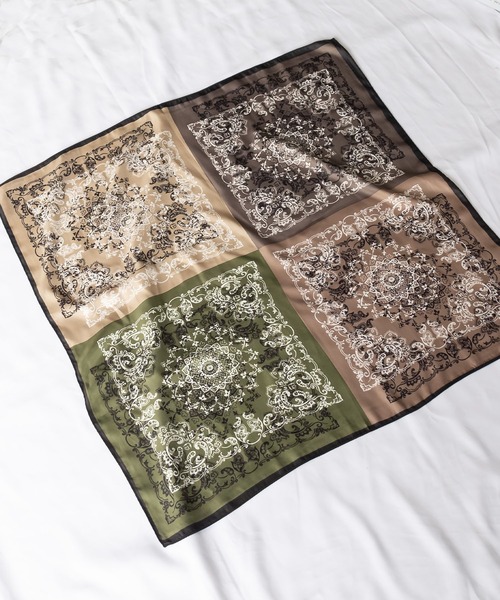 me+em select（ミームセレクト）の「シルクライクペイズリースカーフ（バンダナ/スカーフ・レディース・ブラウン/グリーン/ブルー・FREE）」の16枚目の写真