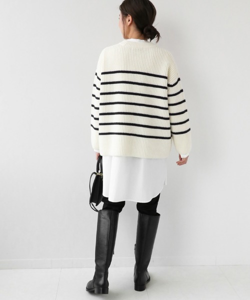 JOURNAL STANDARD relume（ジャーナルスタンダード　レリューム）の「パネルボーダービッグニットプルオーバー◆（ニット/セーター・レディース・ホワイト/ベージュ・FREE）」の7枚目の写真