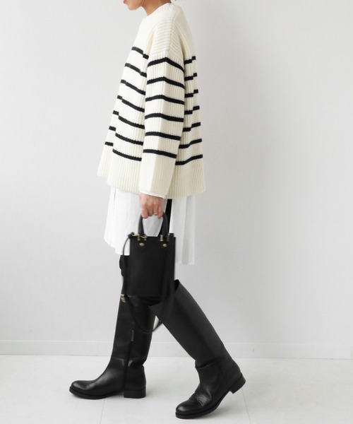 JOURNAL STANDARD relume（ジャーナルスタンダード　レリューム）の「パネルボーダービッグニットプルオーバー◆（ニット/セーター・レディース・ホワイト/ベージュ・FREE）」の19枚目の写真