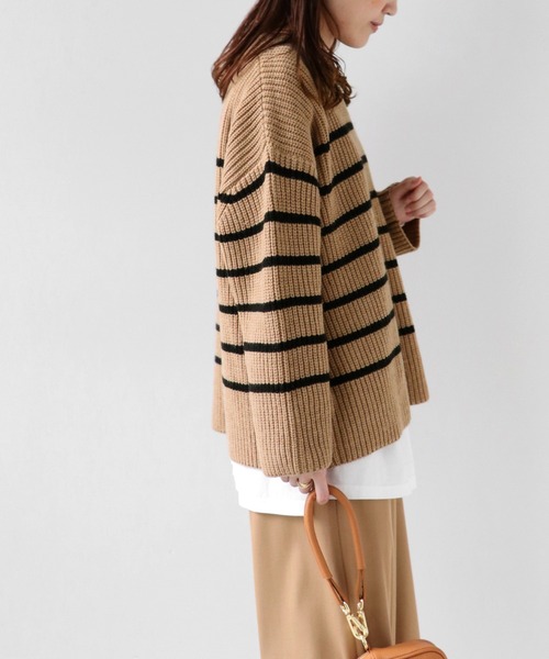 JOURNAL STANDARD relume（ジャーナルスタンダード　レリューム）の「パネルボーダービッグニットプルオーバー◆（ニット/セーター・レディース・ホワイト/ベージュ・FREE）」の14枚目の写真