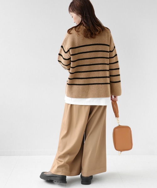 JOURNAL STANDARD relume（ジャーナルスタンダード　レリューム）の「パネルボーダービッグニットプルオーバー◆（ニット/セーター・レディース・ホワイト/ベージュ・FREE）」の4枚目の写真