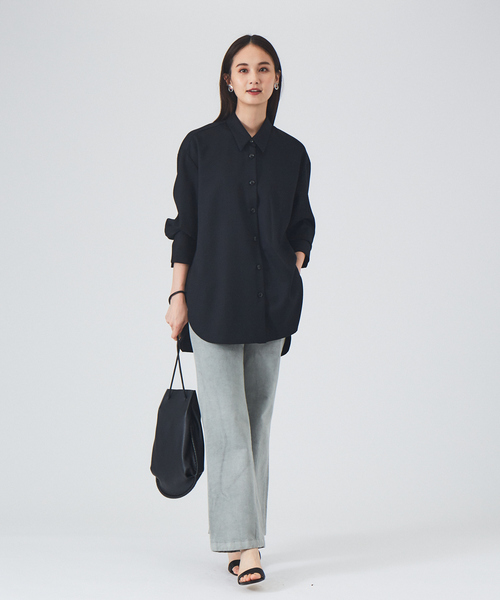 qualite（カリテ）の「ウールツイルシャツ◇セットアップ対応（シャツ/ブラウス・レディース・ブラウン系その他/ブラック・フリー）」の7枚目の写真