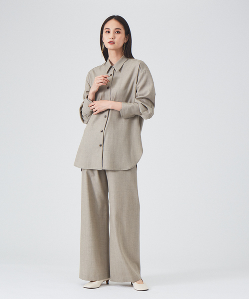 qualite（カリテ）の「ウールツイルシャツ◇セットアップ対応（シャツ/ブラウス・レディース・ブラウン系その他/ブラック・フリー）」の10枚目の写真