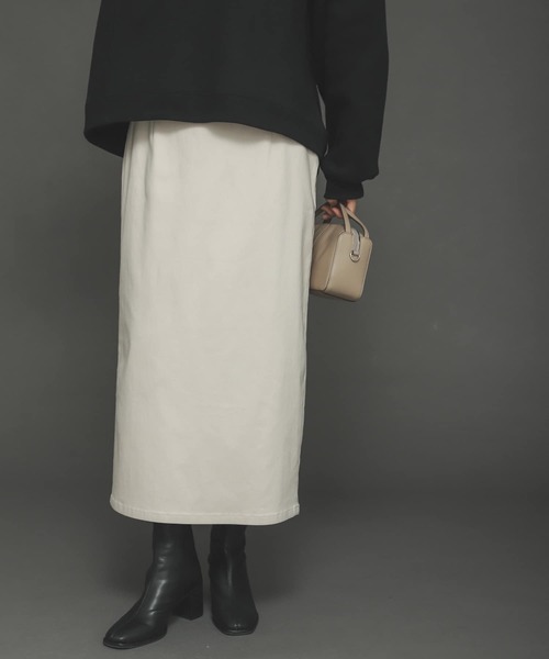 SENSE OF PLACE by URBAN RESEARCH（センスオブプレイスバイアーバンリサーチ）の「『TALLサイズあり』ストレッチサスツキハイウエストスカート（スカート・レディース・オレンジ/アイボリー/ベージュ/ブラック/ブラウン・TALL/X-SMALL/MEDIUM/SMALL）」の6枚目の写真