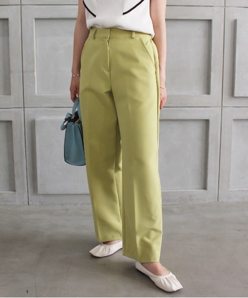 Meli rich（メリーリッチ）の「センタープレスカラーパンツ（スラックス・レディース・ブラック/ベージュ/ネイビー/ブラウン/レッド/カーキ/ピンク/ライム/イエロー/グリーン/アイボリー・SMALL/MEDIUM）」の7枚目の写真