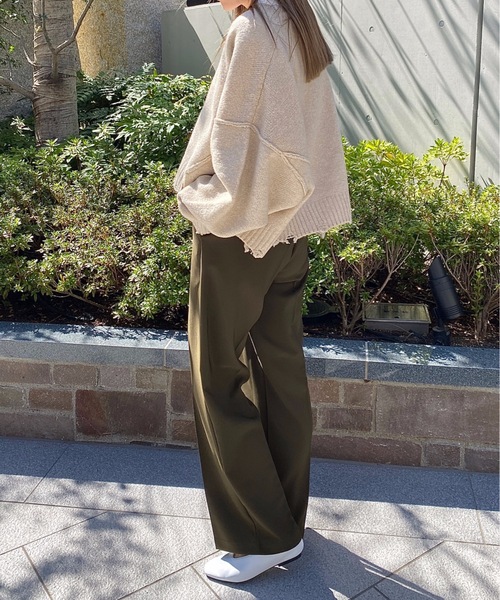 Meli rich（メリーリッチ）の「センタープレスカラーパンツ（スラックス・レディース・ブラック/ベージュ/ネイビー/ブラウン/レッド/カーキ/ピンク/ライム/イエロー/グリーン/アイボリー・SMALL/MEDIUM）」の21枚目の写真