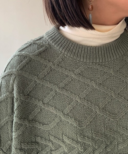 Shelly island（シェリーアイランド）の「ランダムケーブルニット（ニット/セーター・レディース・パープル/ホワイト/カーキ/ベージュ・FREE）」の22枚目の写真