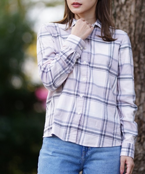GIORDANO（ジョルダーノ）の「[ GIORDANO ] コットン長袖チェックフランネルシャツ（シャツ/ブラウス・レディース・ブラウン/ピンク/レッド・SMALL/MEDIUM/LARGE/X-LARGE）」の2枚目の写真