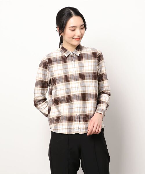 GIORDANO（ジョルダーノ）の「[ GIORDANO ] コットン長袖チェックフランネルシャツ（シャツ/ブラウス・レディース・ブラウン/ピンク/レッド・SMALL/MEDIUM/LARGE/X-LARGE）」の7枚目の写真
