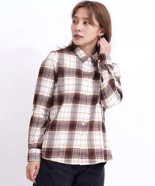 GIORDANO（ジョルダーノ）の「[ GIORDANO ] コットン長袖チェックフランネルシャツ（シャツ/ブラウス・レディース・ブラウン/ピンク/レッド・SMALL/MEDIUM/LARGE/X-LARGE）」の8枚目の写真