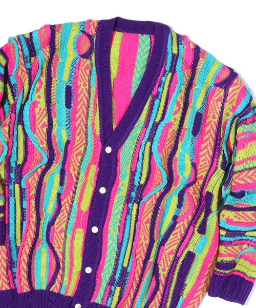 THRIFTY LOOK(スリフティールック)の「THRIFTY LOOK/スリフティルック 3D KNITTING 'B' CARDIGAN カーディガン 3Dニット(カーディガン/ボレロ・メンズ・ブラック/パープル/ホワイト/ネイビー・FREE)」の4枚目の写真