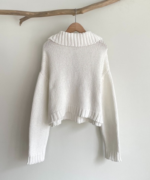 CANAL JEAN（キャナルジーン）の「RED CHOP WORKS(レッドチョップワークス) ロービングポロニット（ニット/セーター・レディース・ホワイト/ネイビー/ピンク・38）」の20枚目の写真