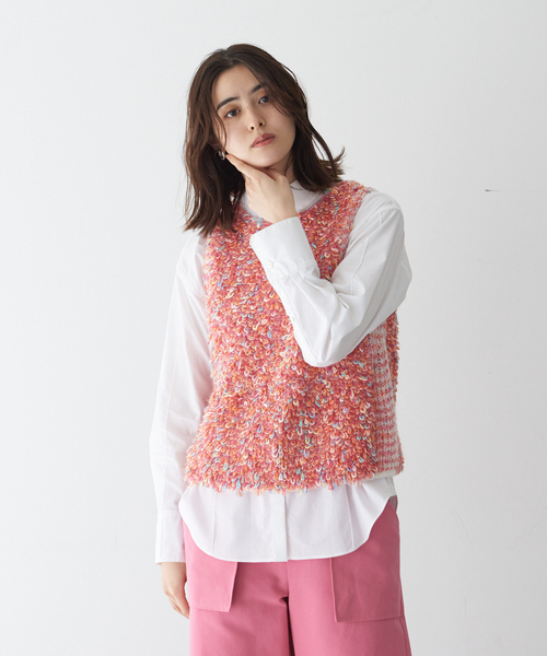 qualite（カリテ）の「【BOUSSOLE×qualite】カラーパイルノースリーブニット（ニット/セーター・レディース・ライトブルー/ピンク・フリー）」の4枚目の写真