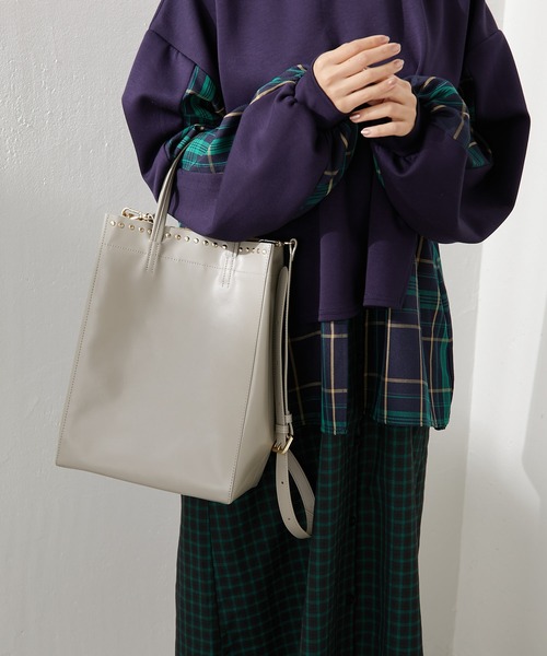 【牛革】口元スタッズトートバッグ　Sサイズ